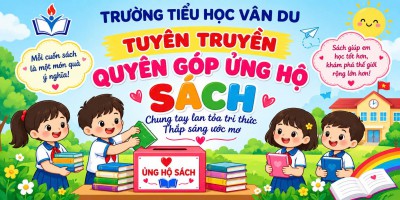 quyên góp ủng hộ sách của trường tiểu học Vân Du - Phân hiệu